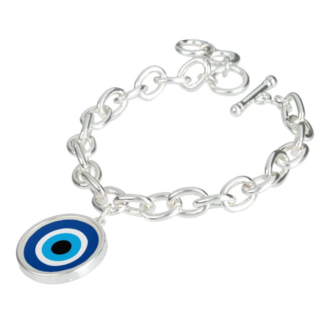 Blue Mati charm Evil Eye amulet icon bracelet (Side)