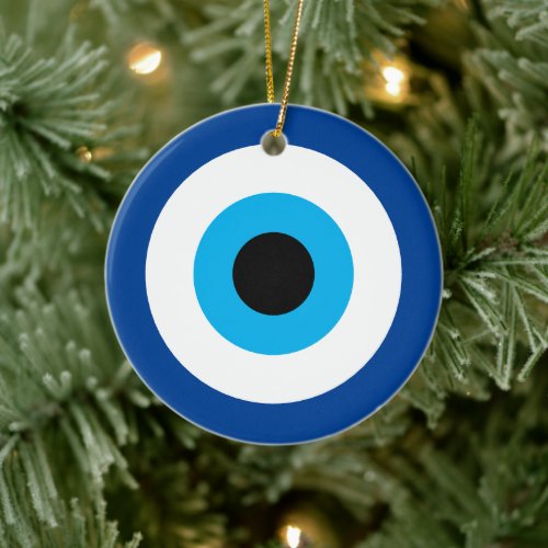 Blue Mati Evil Eye ceramic ornament