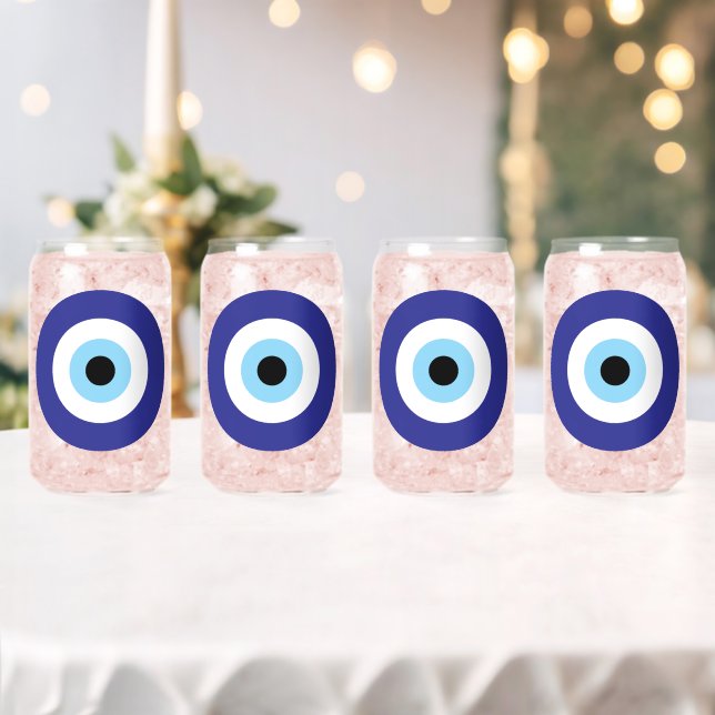 Blue Mati Evil Eye Greek Good Luck Symbol Can Glass (Insitu (Wedding))