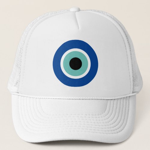 Blue Mati Evil Eye luck  protection logo Trucker Hat
