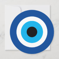 Blue Mati Evil Eye nazar round wedding invitation