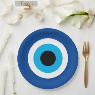 Blue Mati Evil Eye Nazar wedding party Paper Plates