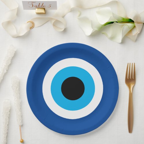 Blue Mati Evil Eye Nazar wedding party Paper Plates