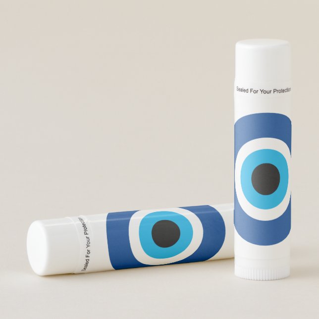 Blue Mati Evil Eye party favor lip balm stick (Front)