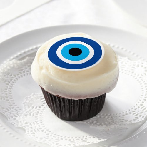 Blue Mati Evil Eye symbol Edible Frosting Rounds 