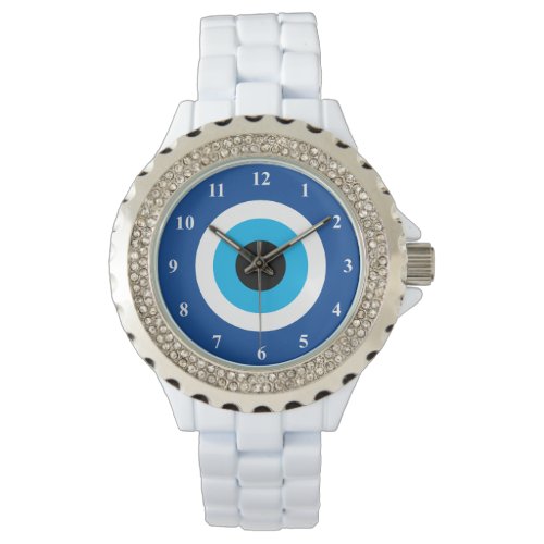 Blue Mati Evil Eye symbol enamel watch for women