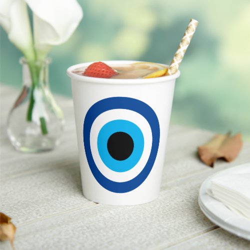 Blue Mati Evil Eye symbol paper cups for party