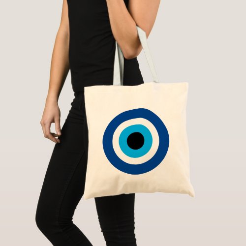 Blue Mati Evil Eye symbol tote bag