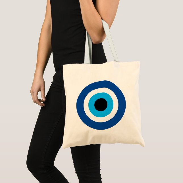 Blue Mati Evil Eye symbol tote bag (Front (Product))