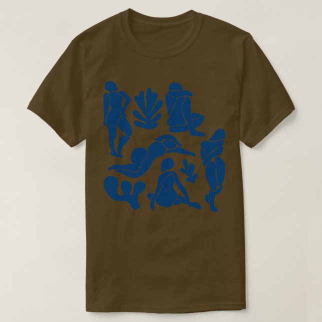 Blue Matisse Inspired Women Cutouts T-Shirt (Design Front)