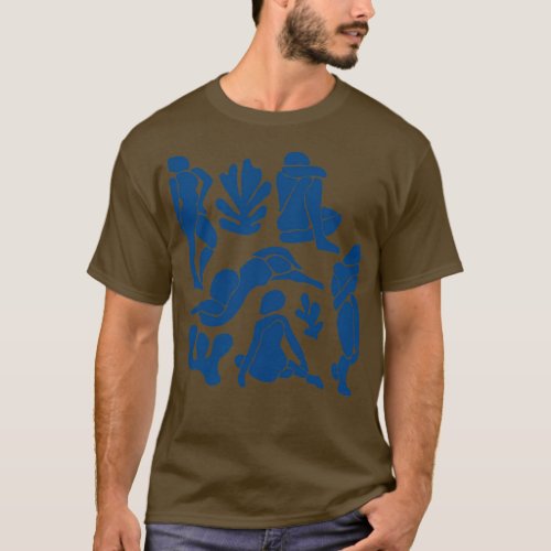 Blue Matisse Inspired Women Cutouts T_Shirt