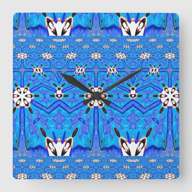 blue matrix grid clock (Front)