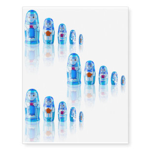 Blue Matryoshka Russian Dolls Temporary Tattoos