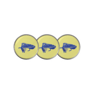 Blue Matuka streamer, fly fishing, fly tying art Golf Ball Marker