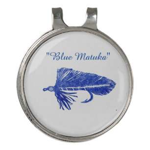 Blue Matuka streamer, fly fishing, fly tying art Golf Hat Clip
