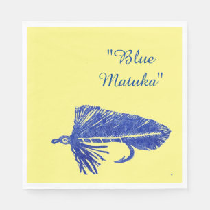 Blue Matuka streamer, fly fishing, fly tying art Napkins