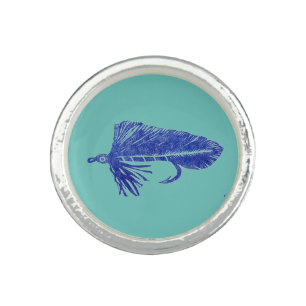 Blue Matuka streamer fly fishing, fly tying art Ring