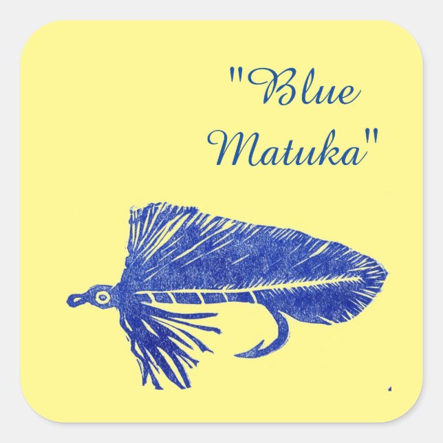Blue Matuka streamer, fly fishing, fly tying art Square Sticker (Front)