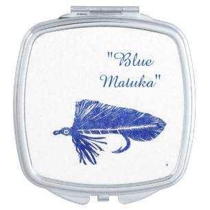 Blue matuka streamer for fly fishing fly tying compact mirror