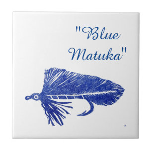 "Blue Matuka" streamer trout fly tile. Tile