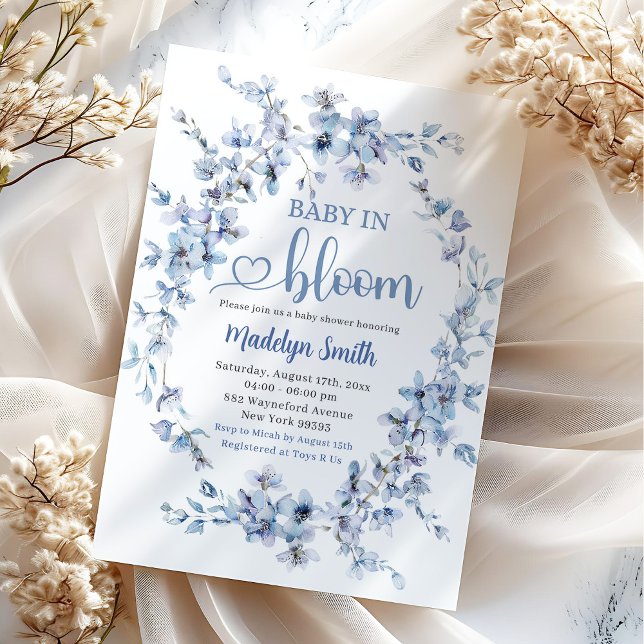 Blue Meadow Boho Baby in Bloom Baby Shower Invitation (Creator Uploaded)