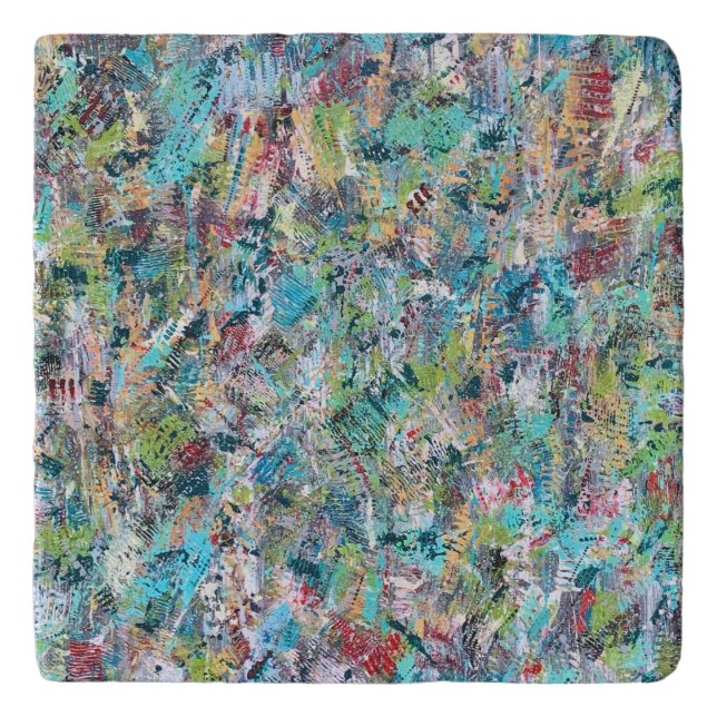 Blue Meadow Marble Trivet (Front)