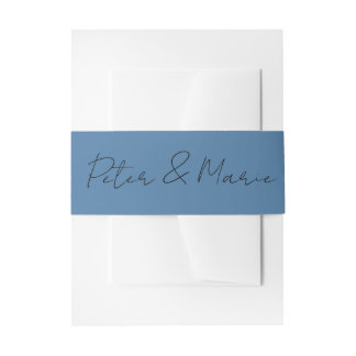 Blue Meadow Personalized Wedding Invitation Ribbon Belly Band