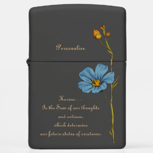 Blue Meadow Wildflower Karma Quote Classic Zippo Lighter