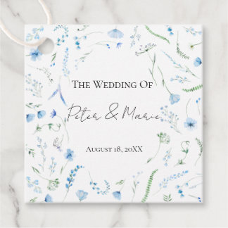 Blue Meadow Wildflower Personalized Wedding Favor Tags