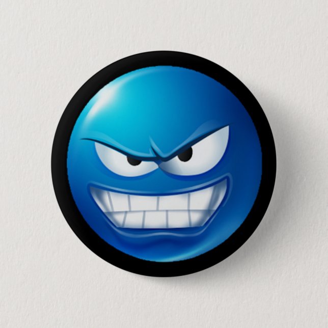 blue meanie emoji pinback button (Front)