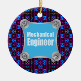 Blue Mechanical Engineer Ceramic Ornament