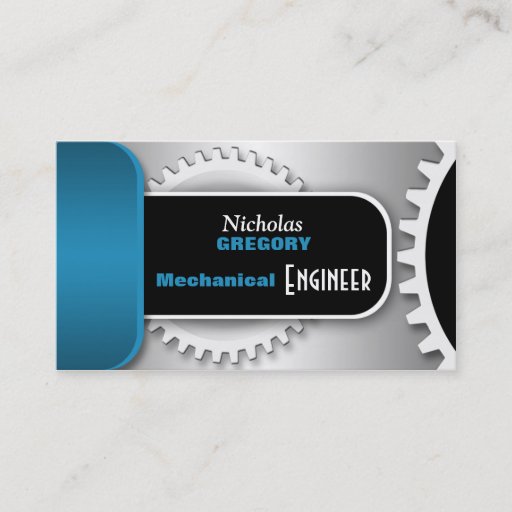 Customizable Blue Mechanical Engineer Gear Business Cards