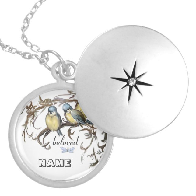 Blue medal :.beloved. locket necklace (Front)