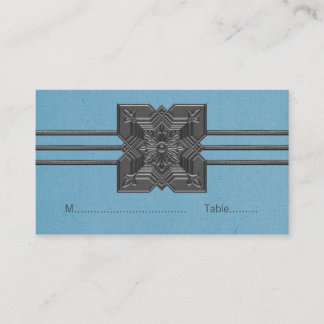 Blue Medallion Border Place Card