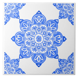 Blue Medallion Ceramic Tile