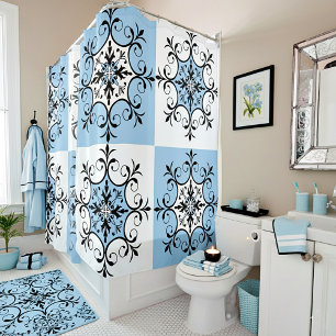 Blue medallion shower curtain