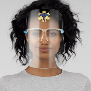 Blue Medical 3D Caduceus Gold Cross Face Shield
