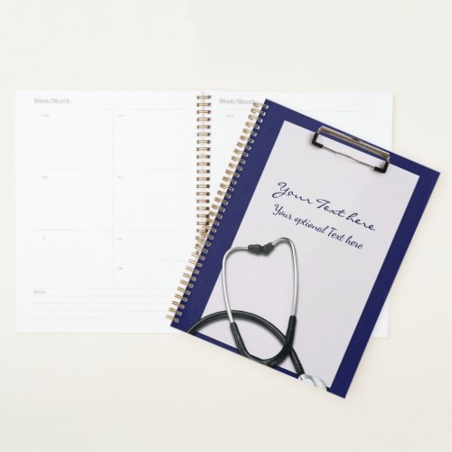 Blue Medical Clipboard with Stethoscope Planner