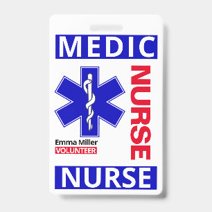 Blue Medical Doctor Custom Name ID Employee Badge