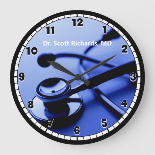 Blue Medical Doctors Office Custom Large Clock