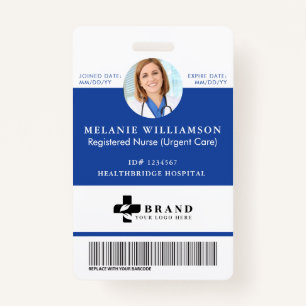 Blue Medical Employee Circle Photo ID & Logo Badge