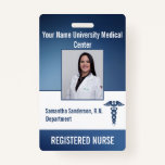 Blue Medical Employee ID  Barcode, Name Badge