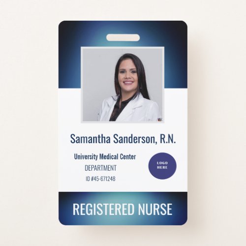 Blue Medical Employee ID Hospital Logo Barcode Badge