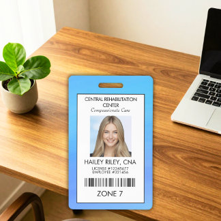 Blue Medical Healthcare Employee Photo Security ID Badge