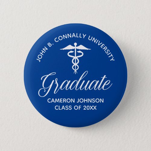 Blue Medical School Graduation Party Keepsake Button