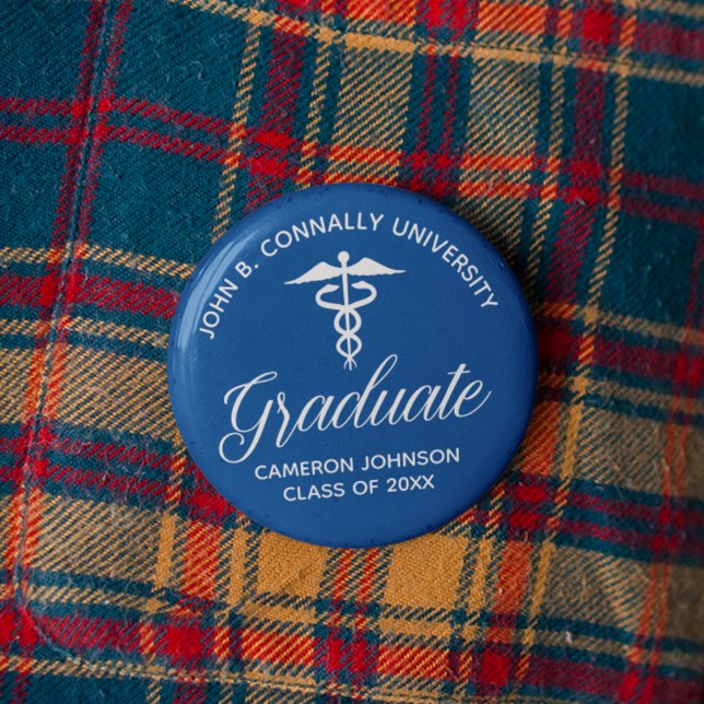 Blue Medical School Graduation Party Keepsake Button (Creator Uploaded)