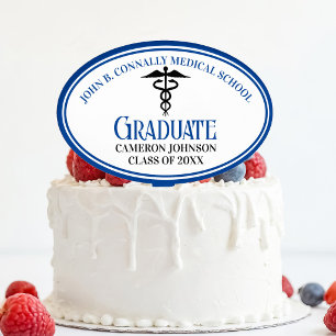 Blue Medical School Graduation Party Personalized Cake Topper