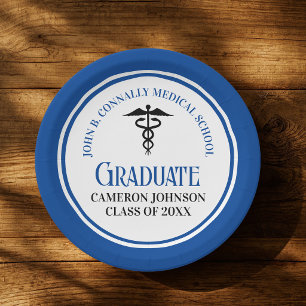 Blue Medical School Graduation Party Personalized Paper Plates