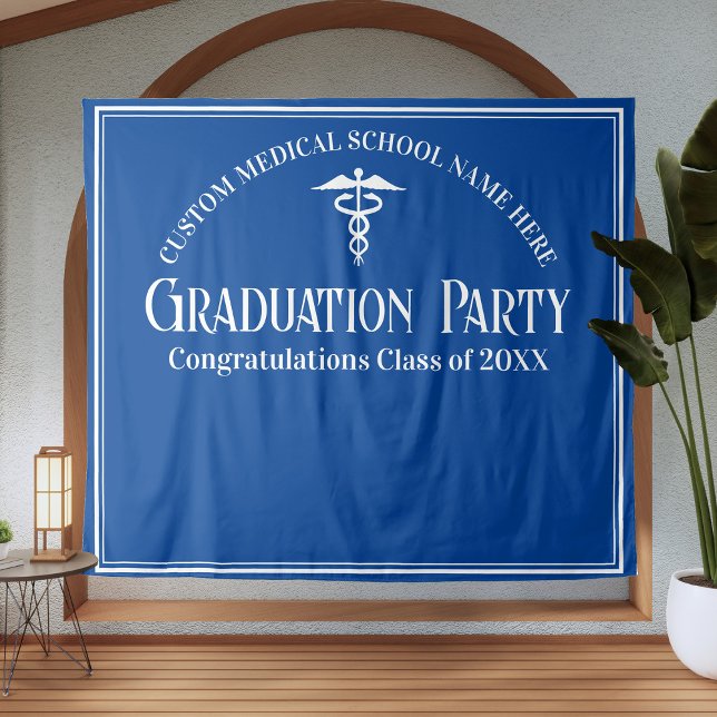 Blue Medical School Graduation Party Photo Booth Tapestry (Creator Uploaded)