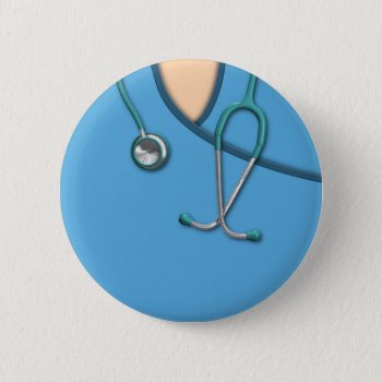 Blue Medical Scrubs Button by packratgraphics at Zazzle